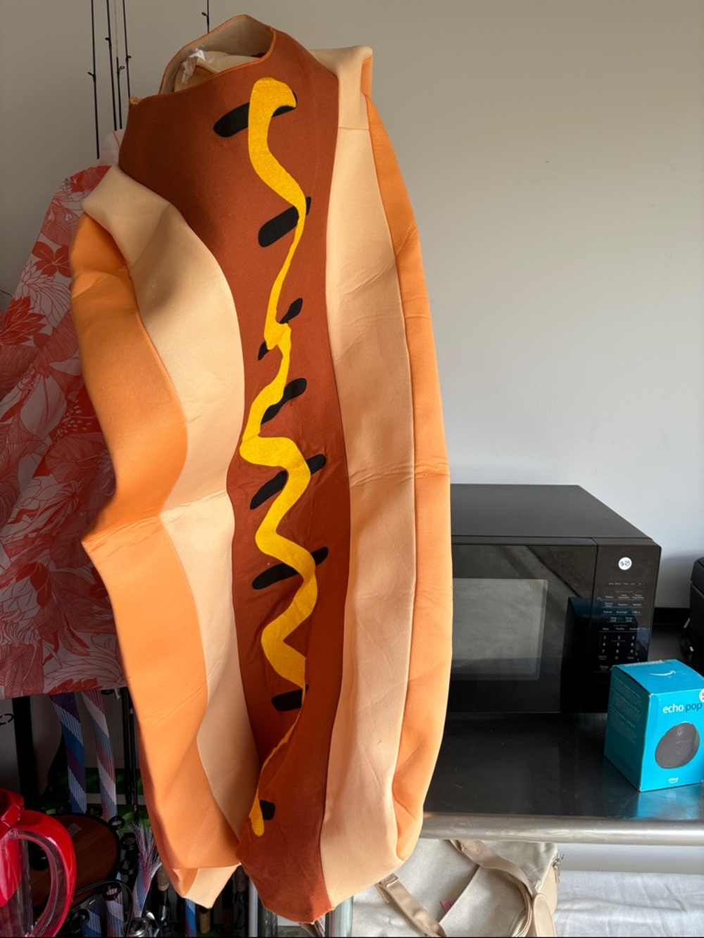 Hot Dog Costume with Mustard Detail - Orange & Brown